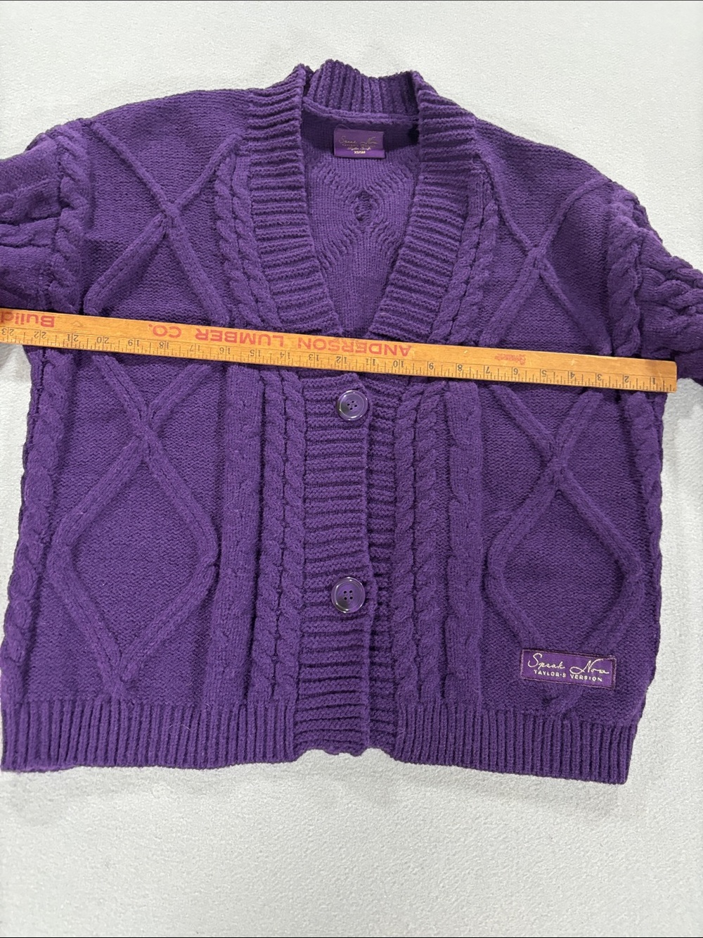 Taylor Swift Speak Now Purple Cable Knit Button-Front Sweater Cardigan XS/S - Picture 5 of 8